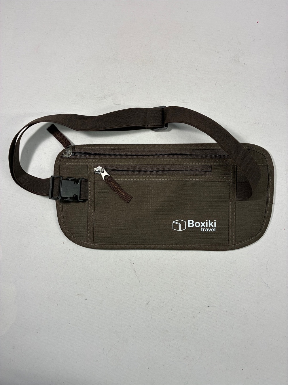 Boxiki Travel Brown Waist Belt Bag with Secure Zippers